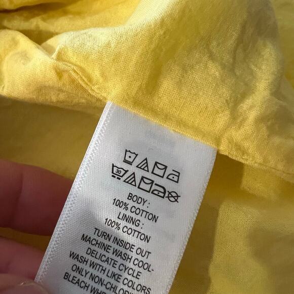 Cotton Yellow Eyelet Lace Strappy Midi Spring Summer Yellow Dress Size 10 - Picture 11 of 15